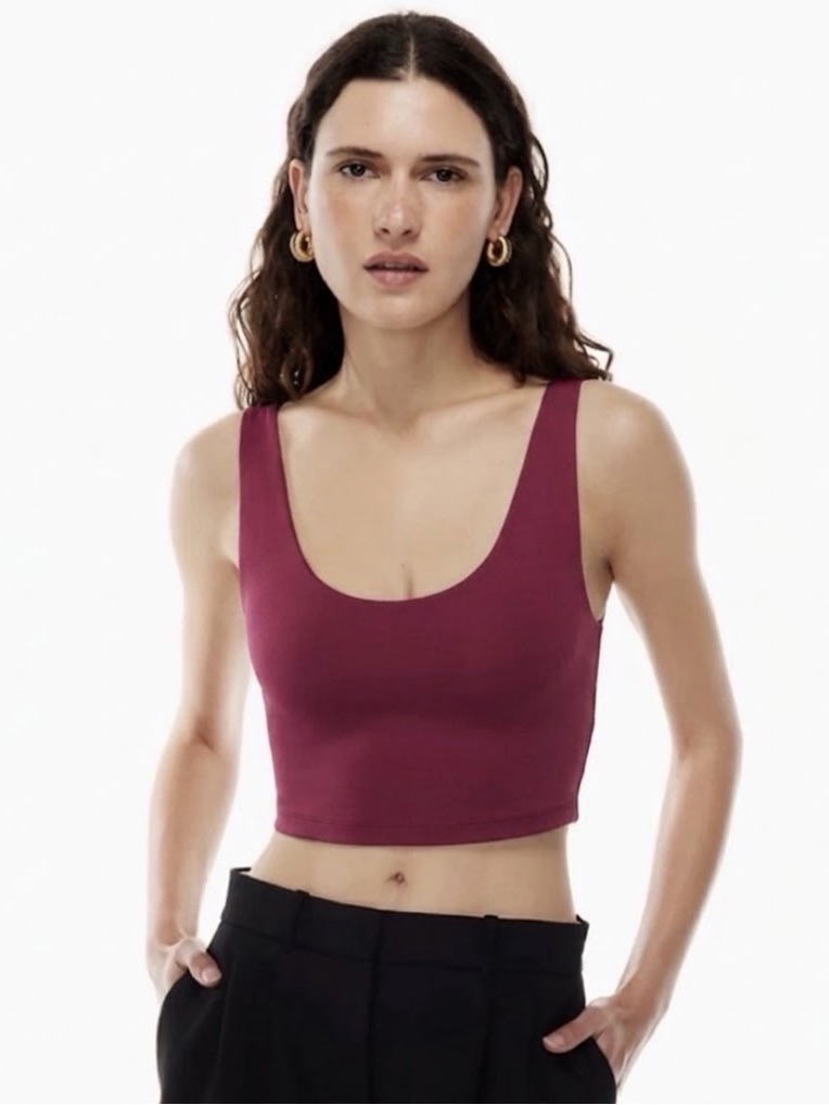 Aritzia Babaton Contour Scoop Neck Crop Tank In Berry Purple